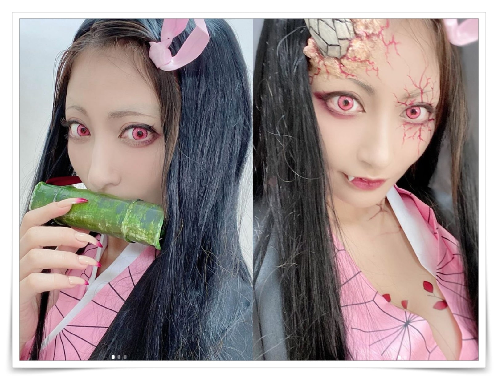 鬼滅の刃の芸能人のねずこコスプレ画像